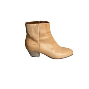 Common Projects Women's Beige Stacked Heel Western Ankle Boots Size 36 Euro Chic